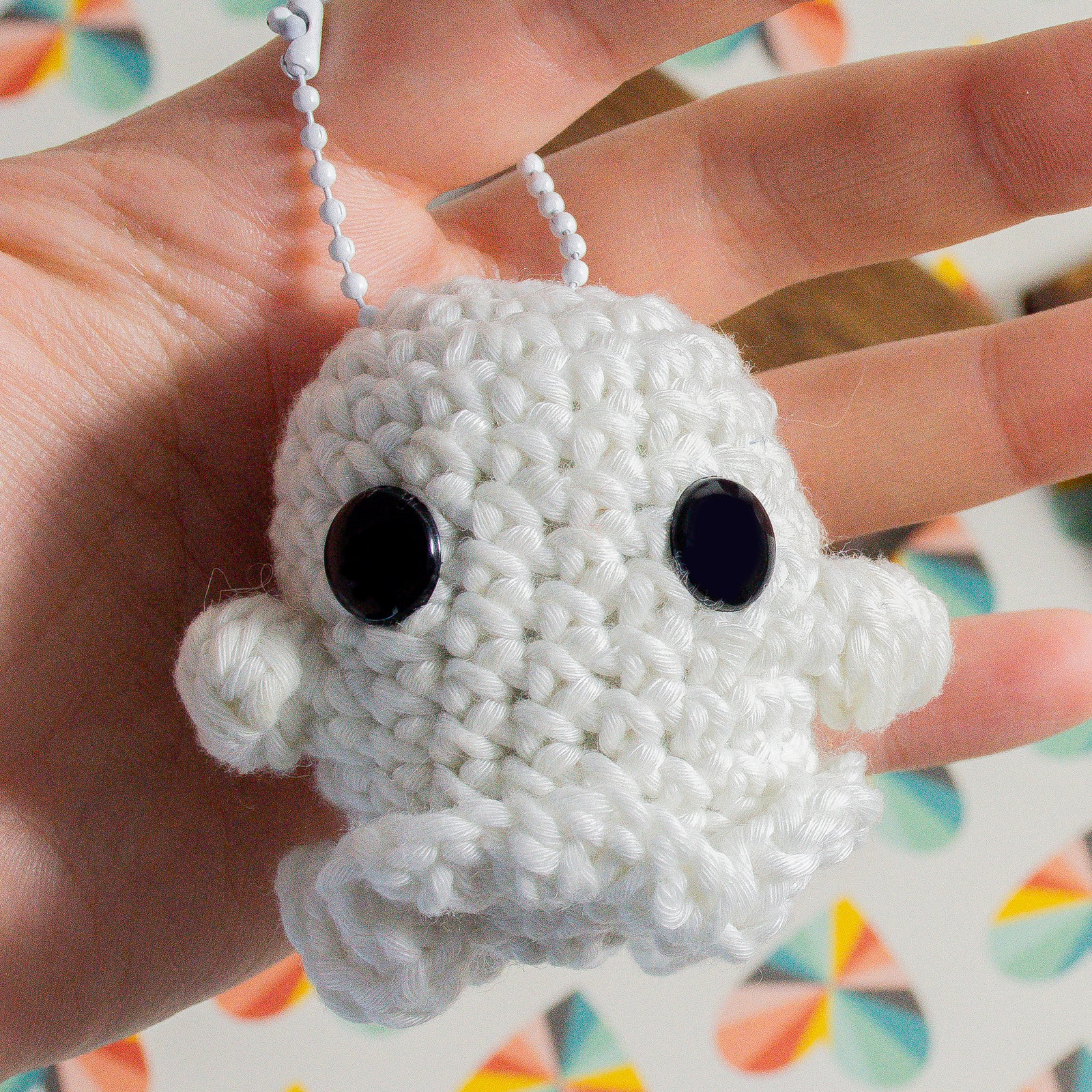 Glow in the Dark Crochet Ghost Keychain | Fantasy Fox Creations